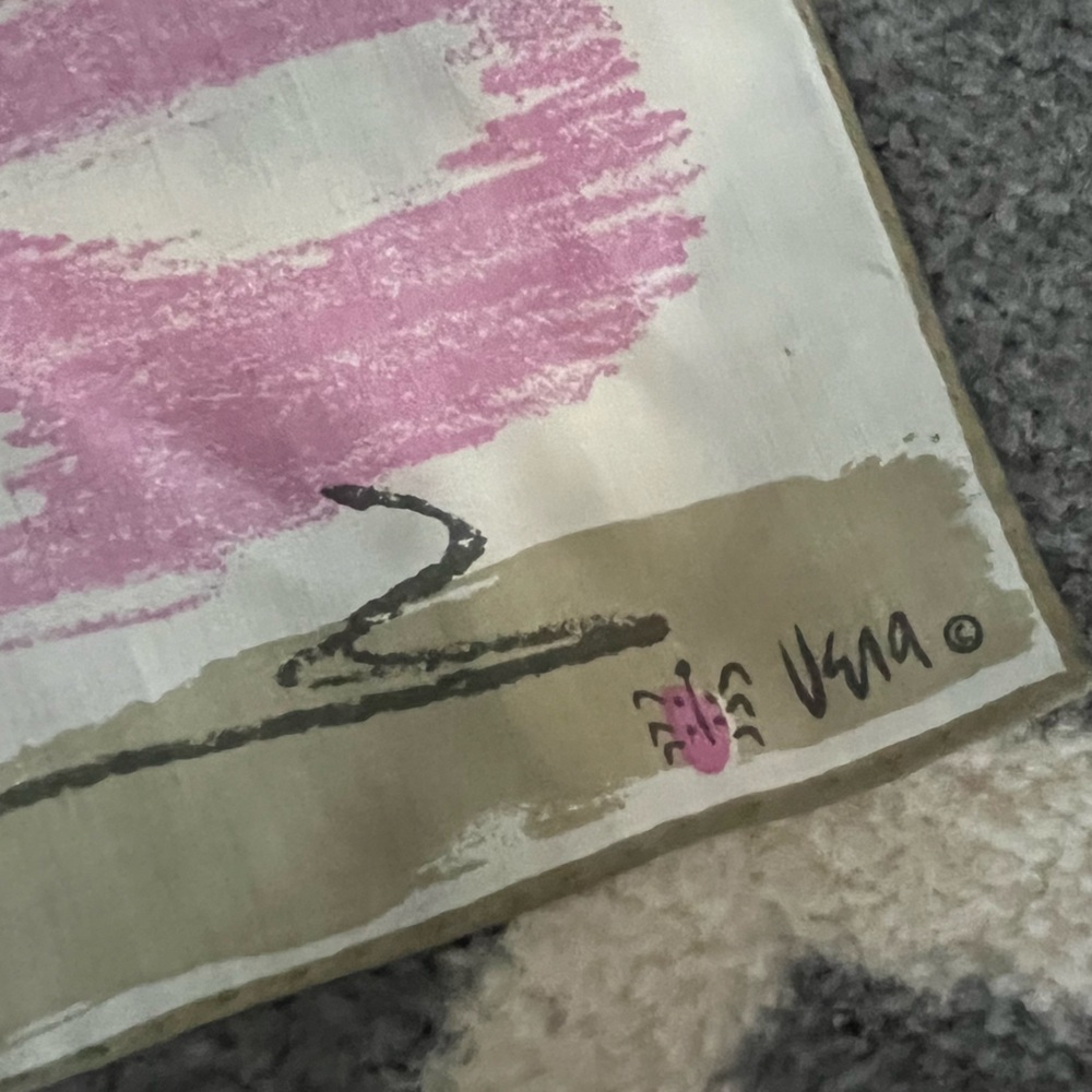 VERA NEUMANN vintage Pink and Green Scenic Print Scarf-/- rare landscape! - Picture 10 of 10